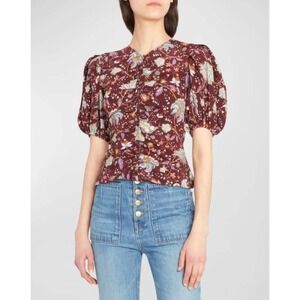 ULLA JOHNSON Elise Ruched Silk Blouse